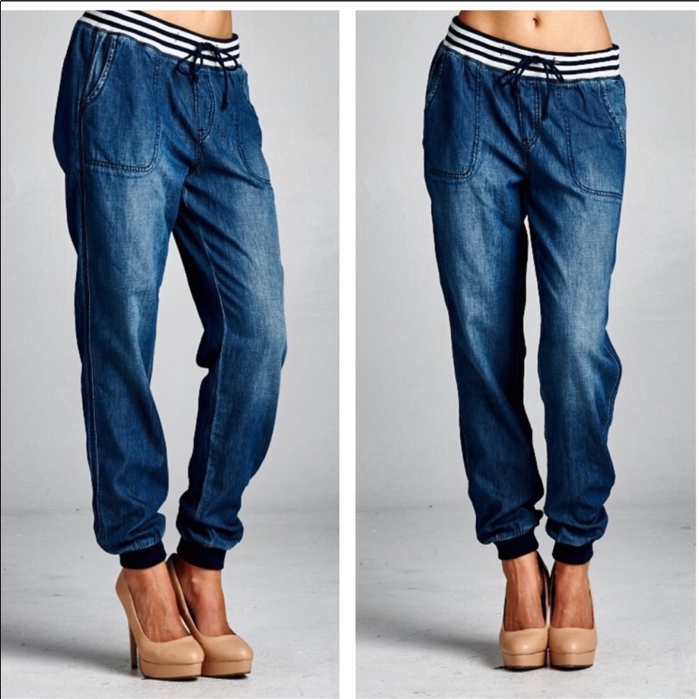 NWT JEANS DRAWSTRING WAISTBAND!!! Very Chic - Picture 2 of 2